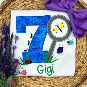 Bug Birthday Shirt: Personalized Number Shirt with Magnifying Glass, Custom Kids Tee, Toddler