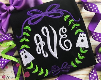 Ghost Girl Shirt - Bows - Halloween Girl Shirt - Halloween Shirt - Ghost Shirt - Applique - Embroidery