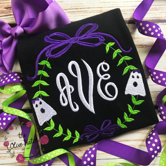Ghost Girl Shirt - Bows - Halloween Girl Shirt - Halloween Shirt - Ghost Shirt - Applique - Embroidery