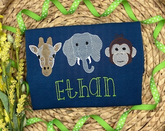 Embroidered Zoo Animal Shirt – Personalized Boy Birthday Romper