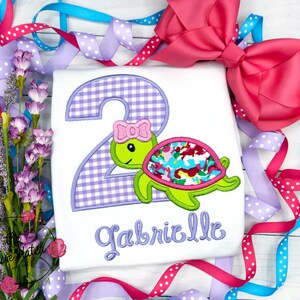 Turtle Birthday Shirt -  Applique Shirt  -- Under the Sea Shirt -- Girl Summer Shirt Applique -- Turtle Birthday -- Applique -- Embroidery