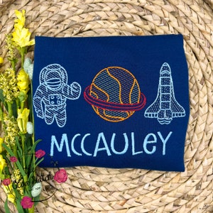 Space Shirt / Space Birthday Shirt / Astronaut Shirt / Rocket Shirt / Space Embroidery Shirt / Outer Space Shirt