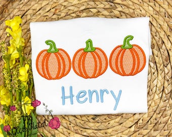 Personalized Pumpkin Applique Shirt, Embroidered Fall Outfit
