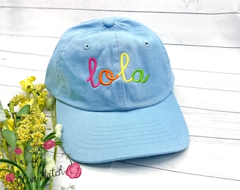 Girls Monogrammed Hat / Rainbow Monogrammed Hat / Girl Rainbow Hat / Monogrammed Baseball Cap / Personalized Girls Cap / Girl Baseball Cap