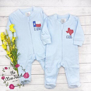Baby Boy Coming Home outfit / Baby Boy Clothing / Monogrammed Footie / Personalized Baby Gift/ Monogrammed Sleeper/ Newborn Pictures /Pima