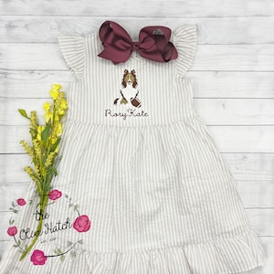 Collie Dog Outfit / Monogrammed Girls Dress / Football Girl Outfit / Football Dress / Fall Outfit / Collie Dress/ Maroon Football Embroidery