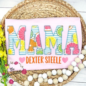 Mama Applique Shirt / Summer Mom shirt /Applique MaMa Shirt / Mama shirt with kids names / Personalized Women&#39;s Shirt / Grandma Shirt
