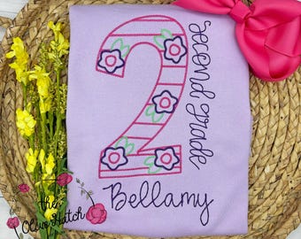 Back to School Shirt / Girl Back to School Shirt / School Shirt / Apples Shirt /  Kindergarten / School Applique / Prek through 2nd Grade