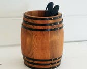 rustic barrel pen holder - keg pen holder - whiskey barrel pencil holder - wine barrel - farmhouse decor - guest register pen holder