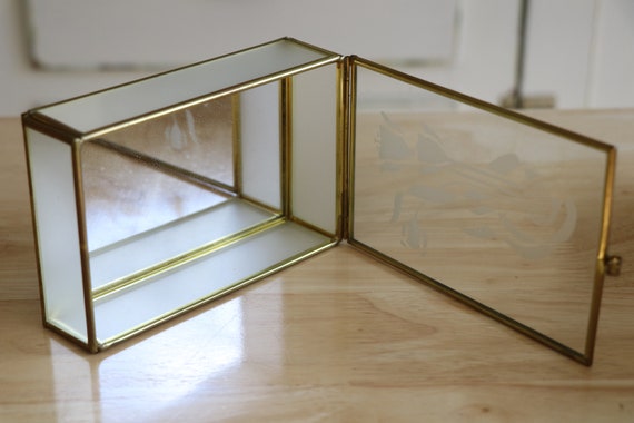 Vintage Brass Glass Rectangular Ring Trinket Dish… - image 4