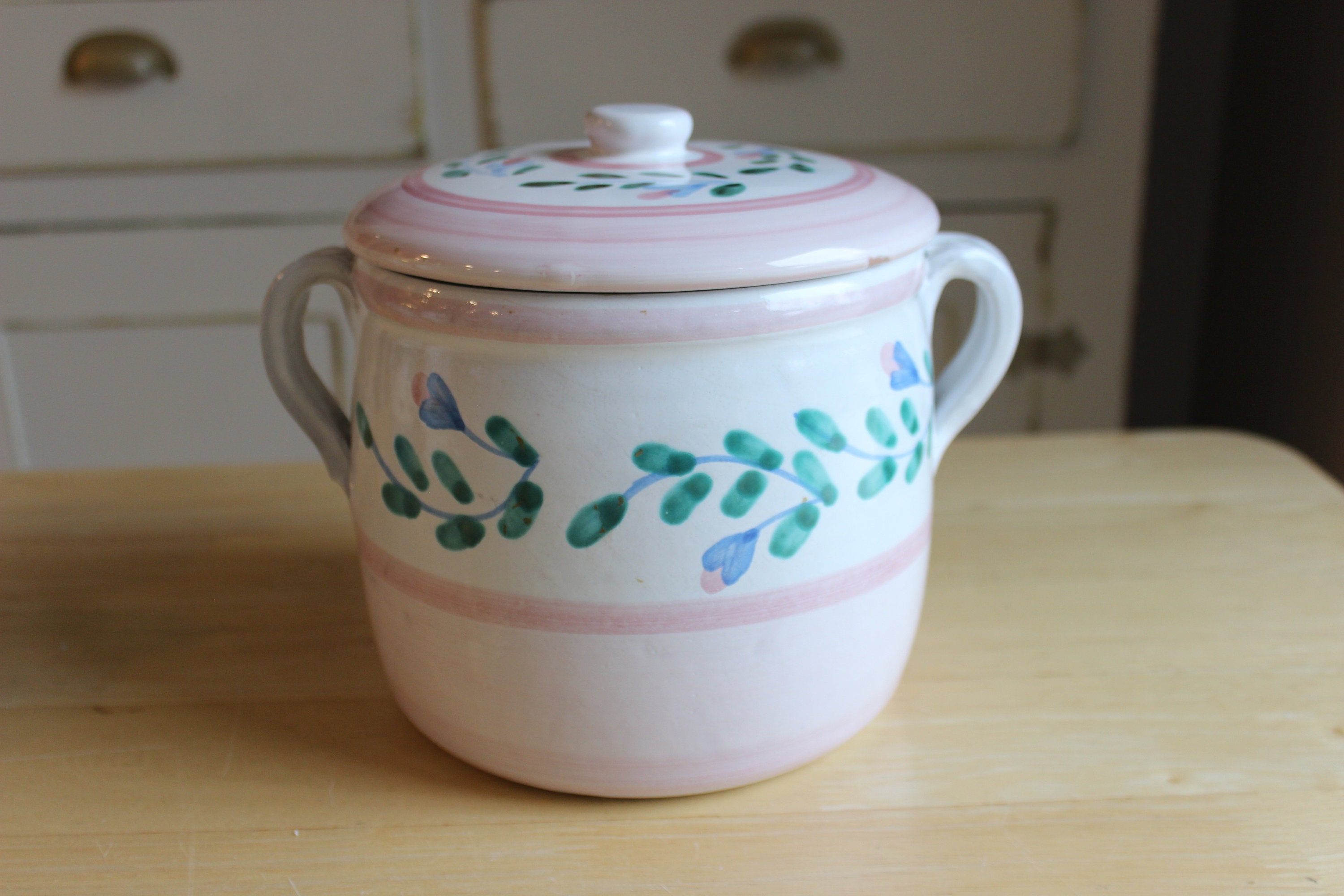 Caleca Salvo pattern Caleca Ceramiche Bean Pot with Lid Italian Pottery Home ...