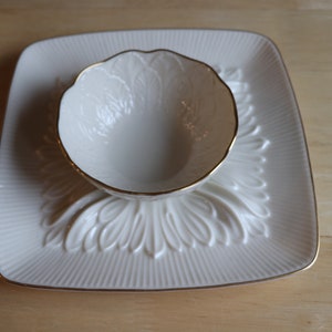 Vintage Lenox Gold Trim Snack Plate and Bowl