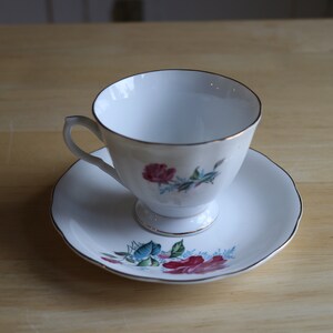 Vintage Tea Coffee Cup Saucer Rose Pattern