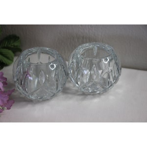Vintage Pair Homco USA Crystal Votive Tealight Candle Holders