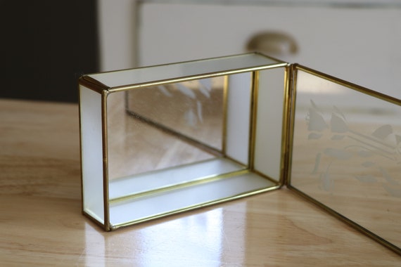 Vintage Brass Glass Rectangular Ring Trinket Dish… - image 5