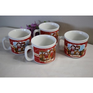 Set of 4 Vintage Campbells Soup Mugs Houston Harvest Cups Fall Autumn