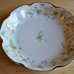 Haviland France Limoges Poppy Pink White Gold Trim Serving Bowl