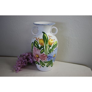 Vintage Italy Hand Painted Urn Vase Flowers