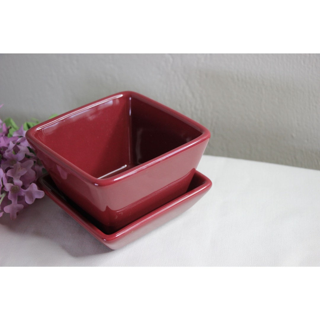 Vintage pampered chef simple additions cranberry maroon square snack