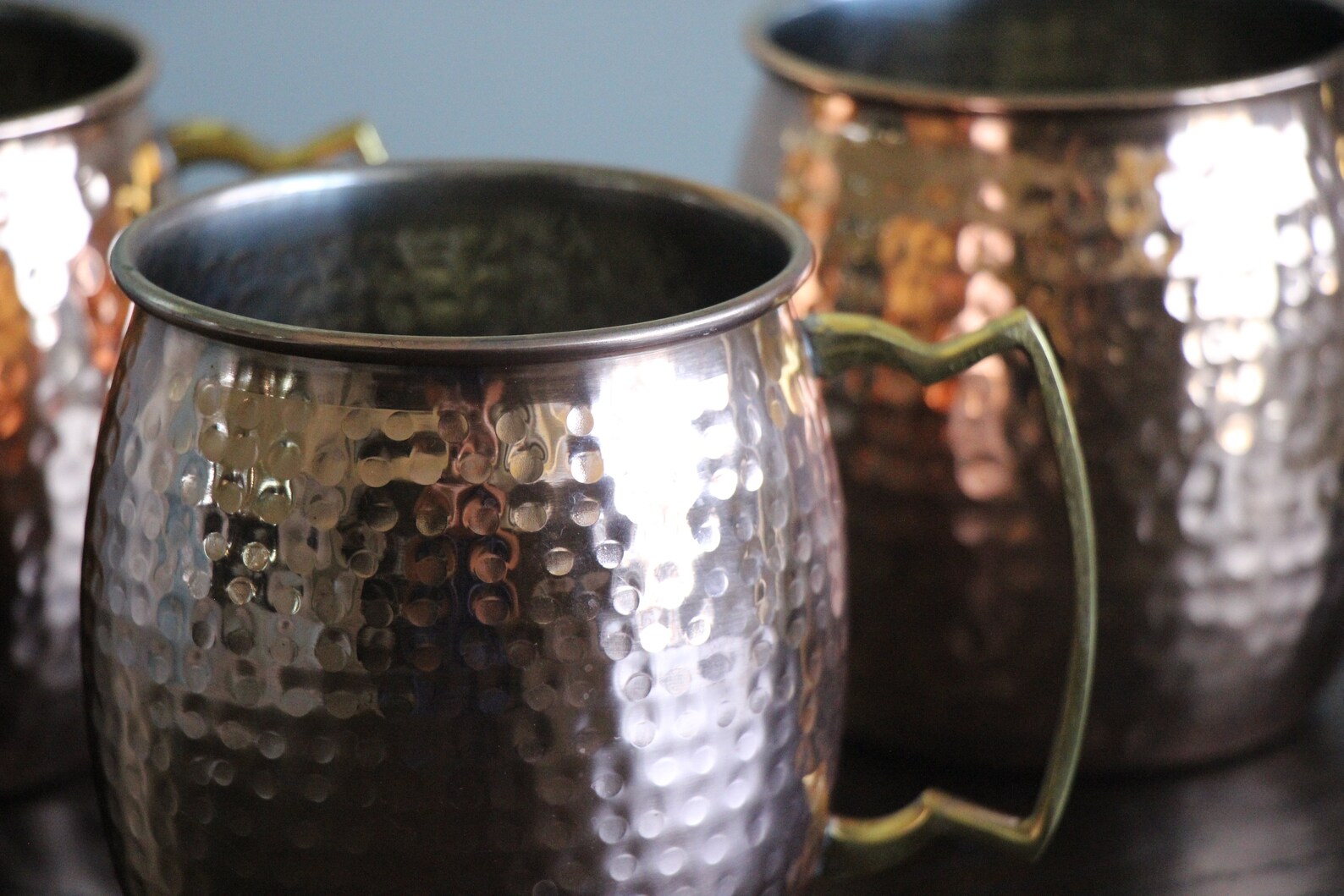 Set of 3 Vintage Hammered Copper Mugs Moscow Mule Tin Brass Etsy