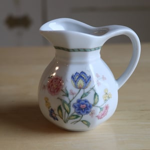Vintage Milk Pitcher Creamer Flowers Ribbon