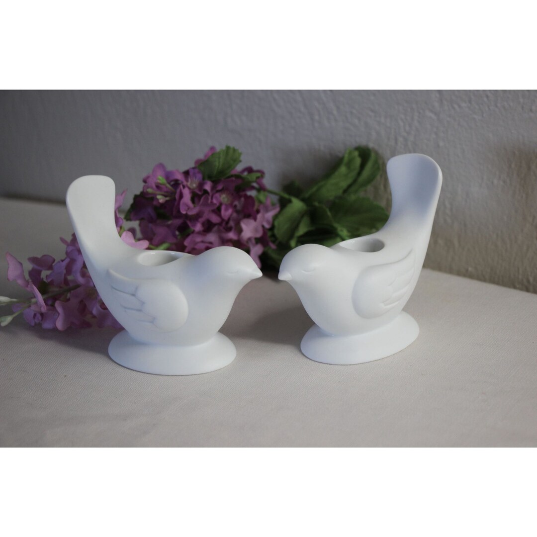 Vintage Pair Avon White Dove Candle Holders Birds Etsy