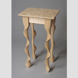 Modern end table - Sugar Maple Taffy Table, a custom end table with hand carved wavy legs