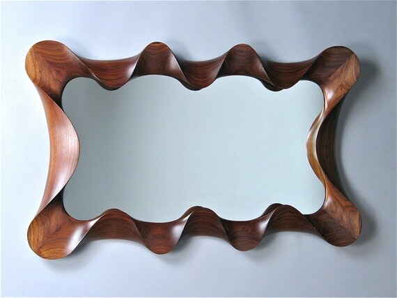Wall Mirror Large Walnut Taffy Mirror Etsy