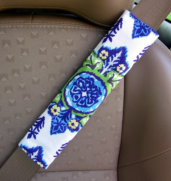 Items similar to Seat Belt Cover Purple, Turquoise, Yellow, and Green Floral with Reversible