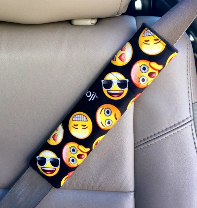 Seat Belt Cover Emoji Faces With Reversible Black Minky. Etsy