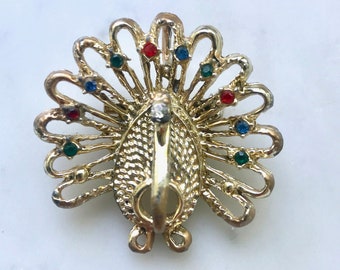 Vintage Gold Tone Peacock Pendant Brooch | Vintage Peacock Pin | Vintage Brooch | Vintage Pin | Peacock Brooch | Peacock Pin