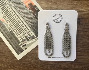 Vintage art-deco strass hangoorbellen | Glamour uit de jaren 70