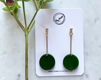Green Drop Earrings | Resin Earrings | Epoxy Earrings | Geometric Earrings | Art Deco Earrings