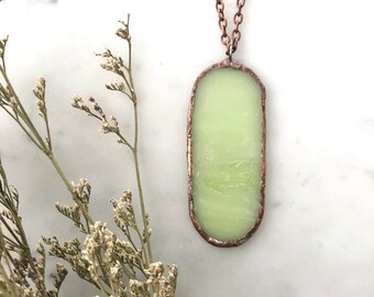 Oval Pastel Green Stained Glass Necklace | Stained Glass Necklace | Glass Necklace | Marble Necklace | Stained Glass Art