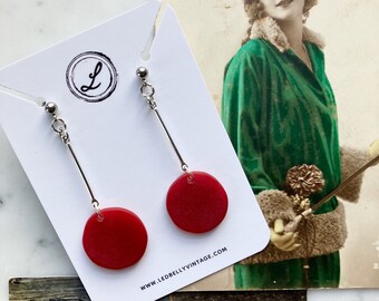 Red Sea Glass Earrings | Stained Glass Earrings | Stained Glass | Tumbled Stained Glass Earrings | Matte Earrings