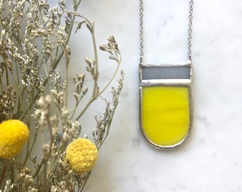Minimalist Stained Glass Pendant | Geometric, Lead-Free Solder