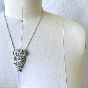 Vintage Jugendstil Strass Anhänger Halskette | 1940er Jahre Kleider Clip-Umwandlung