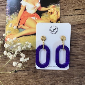 Pretty Purple Oval Earrings Purple and Gold Earrings LSU Tiger Earrings LSU Jewelry Mardi Gras Jewelry Mardi Gras Earrings image 1