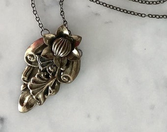 Vintage Art Nouveau Bronze Pendant Necklace | Art Nouveau Necklace | Vintage Necklace | 1940's Necklace | One of a Kind Necklace