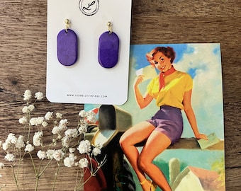 Pretty Purple Oval Earrings | Purple and Gold Earrings | Purple Oval Earrings | LSU Jewelry | LSU Earrings | Mardi Gras Earrings
