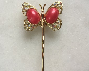 Ravishing Red Butterfly Hair Pin made with a Vintage Butterly Brooch | Bobby Pin | Hair Pin | Recycled | Hair Jewelry | Brooch