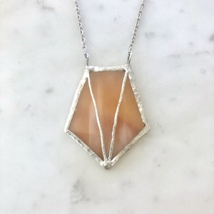 Art Deco Vintage Stained Glass Necklace Geometric Necklace Glass Necklace Vintage Necklace Minimalist Necklace Vintage Glass image 2