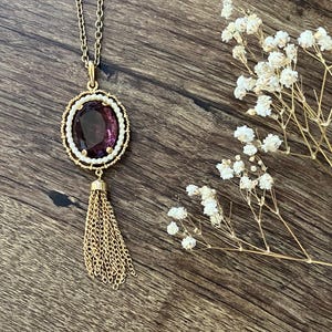 Vintage Amethyst Glass Avon Necklace | Avon Vintage Necklace | Flapper Style Necklace | Victorian Necklace | Avon Necklace | Glass Necklace