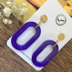 Pretty Purple Oval Earrings Purple and Gold Earrings LSU Tiger Earrings LSU Jewelry Mardi Gras Jewelry Mardi Gras Earrings image 4