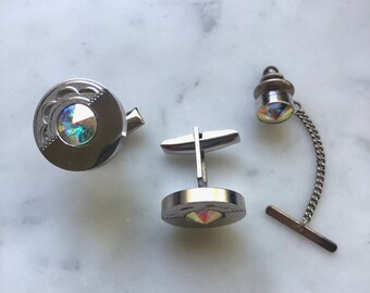 Boutons De Manchette Vintage SWANK Années 60-70 - Or Et Nacre, Occasion