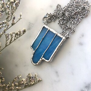 Art Deco Blue Stained Glass Necklace Stained Glass Jewelry Stained Glass Art Deco Necklace Vintage Necklace Vintage Glass image 5