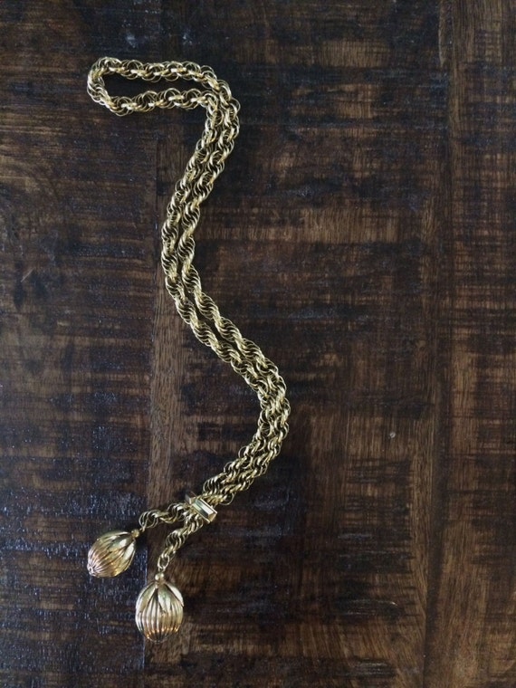 Vintage Gold Tone Lariat Necklace | Vintage Neckla