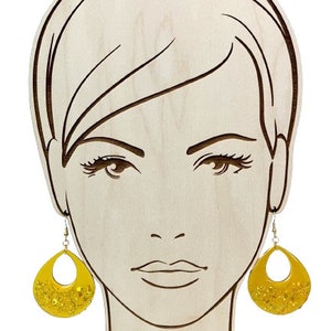 Yellow Glitter Tear Drop Earrings Yellow Earrings Glitter Earrings Tear Drop Earrings Vintage Style Resin Earrings image 5