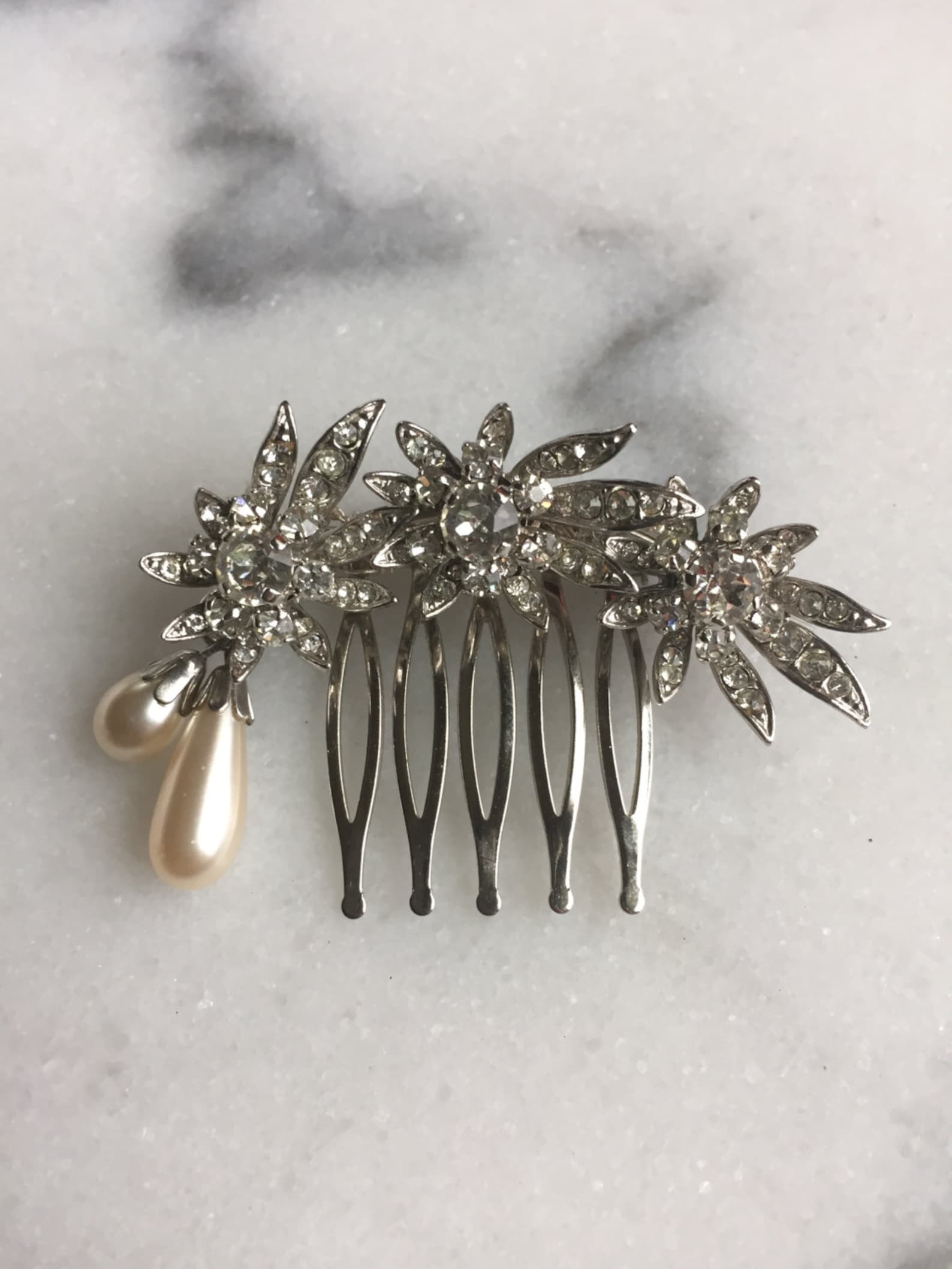 Rhinestone Vintage Brooch Hair Comb Bridal Comb Faux - Etsy