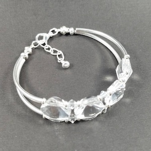 Swarovski crystal and silver two strand illusion bracelet
